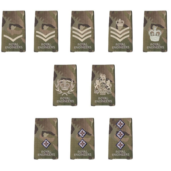 Lame de classement Royal Engineers MTP / Multicam (tous grades militaires de l'armée britannique) - Une diapositive - Lame de classement haute qualité Ivoire sur MTP