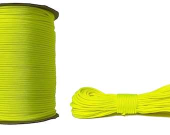 Master Paracord - 4mm Paracord 550 Bushcraft Survival Mil-Spec Type III 7 Strands  - Hi Viz Yellow