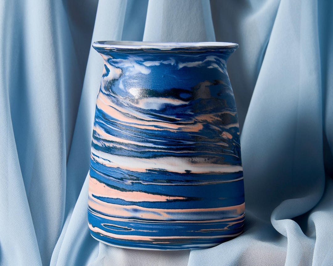 Blue & White Vase: Wheel Thrown Pottery - Etsy