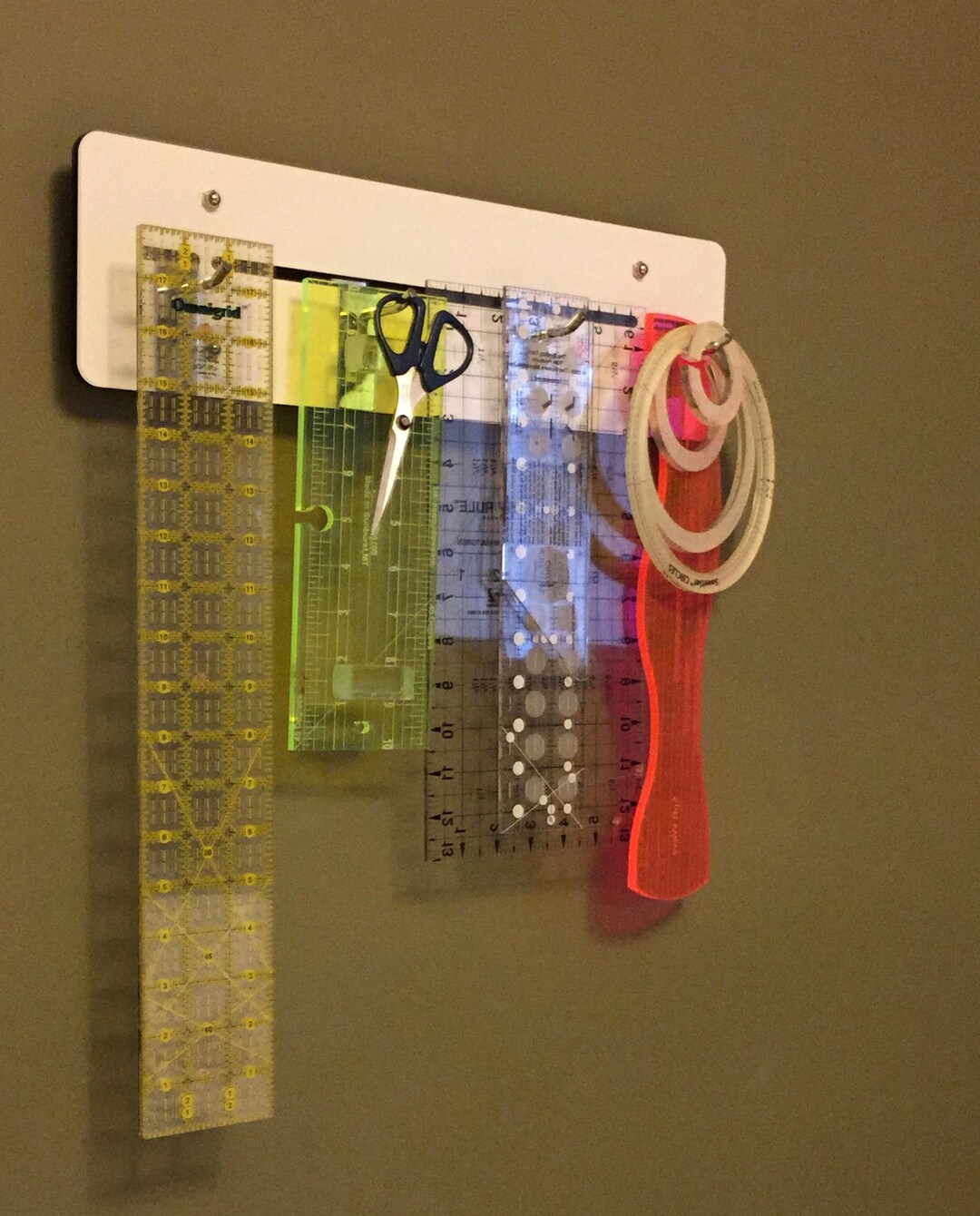 Quilt Ruler Holder/holds 28 Quilt Rulers/space Saving Ruler Rack