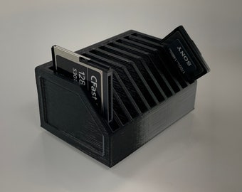 3d Printed Desktop 10 Card Organizer for Compact Flash, Cfast and XQD/CFexpress Type B