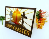 Happy Easter Card SVG Cricut Cut Files Templates Silhouette Cameo Cross Laser Cut Easter Easter Cross He is Risen cutting files Cricut maker