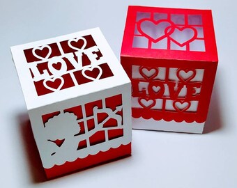 Valentine's Day Cricut SVG Box Set 2 Template Valentines Day Gifts  Dinner Decor luminaires Centerpiece Cut Files DXF Silhouette Laser Cut