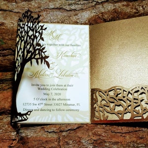 5x7 SVG Laser Schnitt Hochzeitseinladung Baum Tri Fold Karte Cricut Cut Datei Paar Cricut Silhouette romantisch Baum Karte Papierschnitt sterben Schnitt Herbst