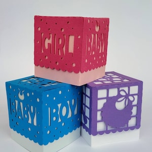 3 SVG DXF VORLAGEN Geschenk Box Baby Shower 3 Boxen Papierkunst Kartenherstellung png jpg pdf Laser Schnitt Schneidedatei Papel Picado Themen Mexikanische Dekor
