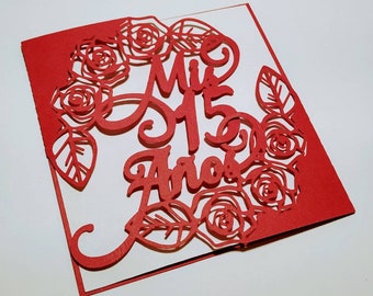 SVG Cricut Quinceañera Gate Fold Invitation 15th Birthday Party Mis 15 Años Invitación Card Cricut Laser Cut Invitation Fifteen Years Card