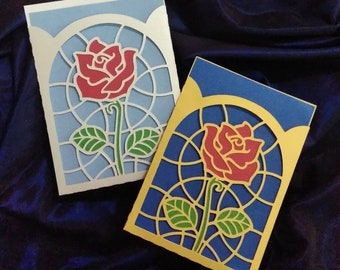 SVG Template Enchanted Eternal Rose Envelope Cutting File Cricut  Silhouette Cameo or Laser Cut Beauty and the Beast Invitation rose lover