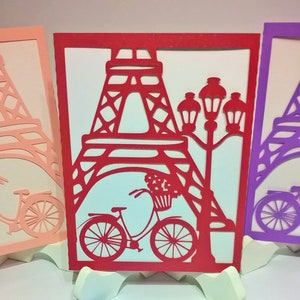 Archivo SVG de corte con forma de sobre de la Torre Eiffel. Invitación para bodas, quinceañeras, quinceañeras, tarjetas para el día de San Valentín. Corte láser Cricut Silhouette Cameo DXF