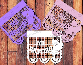 SVG-klippfil Cricut-bannermallar Mi Bautizo ängelflicka silhuett cameo DXF laserskuren papel picado födelsedagsfestdekor mexikansk fiesta
