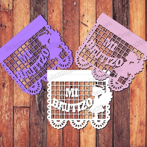 SVG Cut FILE Cricut Banner Templates Mi Bautizo Angel Girl Silhouette Cameo DXF Laser Cut Papel Picado Birthday Party Decor Mexican Fiesta