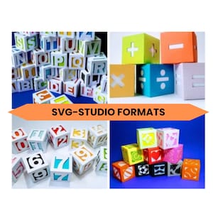 Letras 3D Paquete Conjunto Alfabeto SVG Cortar Archivos Cubo Cricut número Baby Shower cumpleaños decoración hogar aula Bebé Bloques Silueta Cameo Láser