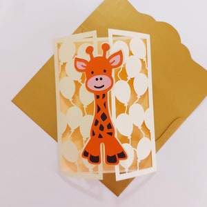 Arquivos de corte de chá de bebê de cartão SVG Cricut Convite de balões de girafa fofos Corte de silhueta Camafeu Revelação de gênero Cartão de bebê menino e menina