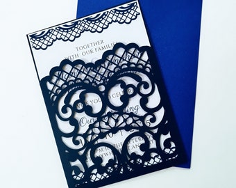 5x7 inches SVG Laser Cut Wedding Invitation Pocket Card Cricut Cut File Silhouette Cameo template antique lace card printable invitation SVG