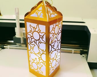 Centerpiece 3D SVG Template Sun Paper Lantern Fairy Tales Grimm Brothers Girl Party Decor Die Cut Files Cricut Silhouette room decor Fairy