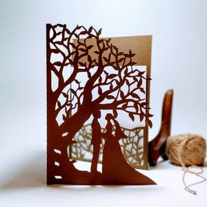 5 x 7 SVG Cricut Laser Cut Baum Hochzeitseinladung Paar Baum Tri Fold Karte Cricut Cut Datei Paar Liebe Baum Silhouette Cameo Die Cut Karte