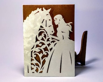 SVG Laser Cut Envelope Girl Horse Invitation Template Cricut Mexican Quinceanera Sweet 16 Birthday Card Silhouette Cameo Files Horse Lover