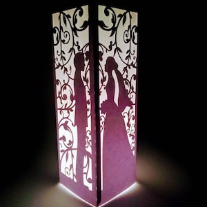 SVG File Lantern Bride and Groom Centerpiece Luminaries Laser Cut Template Wedding Couple Cricut Silhouette Cameo Romantic Lantern Paper Cut