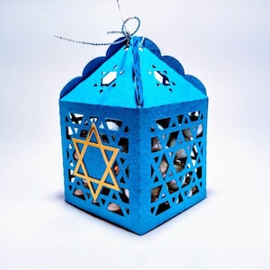 Boîte cadeau étoile de David SVG Hanoukka Cricut coupe fichiers Fête des lumières Israël souvenir décor découpé au laser modèles Silhouette camée boîte cadeau