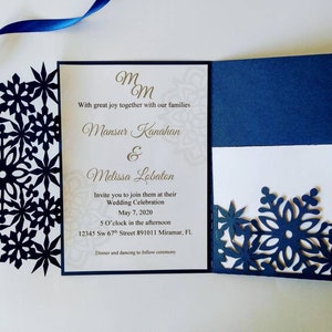 Laser Cut Winter Wedding Invitation Cricut SVG Template Tri Fold Card Snowflakes Frozen Card DIY Wedding Laser Cut Silhuette Cameo DXF svg