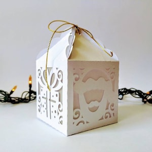 Modèles de boîte de faveur de Noël Cricut SVG boîte cadeau père Noël 2,5 pouces cadeau joyeux Noël fichier coupé Silhouette camée Souvenirs découpés au laser