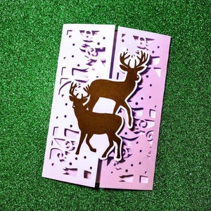 SVG Cricut Files Christmas Tree Reindeer Gate Fold Card Templates Card Silhouette Cameo Laser Cut DXF Gift Merry Christmas Card Cricut Maker