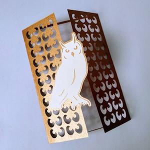 Gufo SVG Cricut File Gate Fold Card Biglietto d'auguri Gufo Occhi Taglio laser Silhouette Cameo Modelli Cardmaking Gufo SVG taglia file carta di laurea
