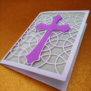 Modèle SVG carte croix baptême première communion Confirmation carte commémorative livre de services Invitation fichiers Cricut Silhouette camée découpé au laser