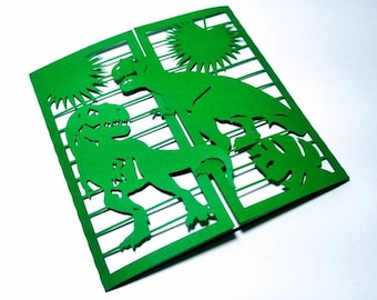 SVG Template Invitation Tyrannosaurus Rex Dinosaurs Birthday Party Cricut Card Jurassic Cardmaking Laser Cut, Cricut, Silhouette Cameo files