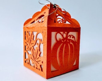 SVG Box Cricut Cut File THANKSGIVING Pumpkins Templates Favor Box Gifts diy box Autumn Leaves Fall Box Decor Silhouette Cameo Laser Cut DIY