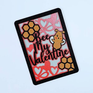 Valentinstag-Karte Cricut SVG Schichtschnittdatei Bee My Valentine svg Valentinstag Karte Laser-Schnitt Silhouette Cameo dxf
