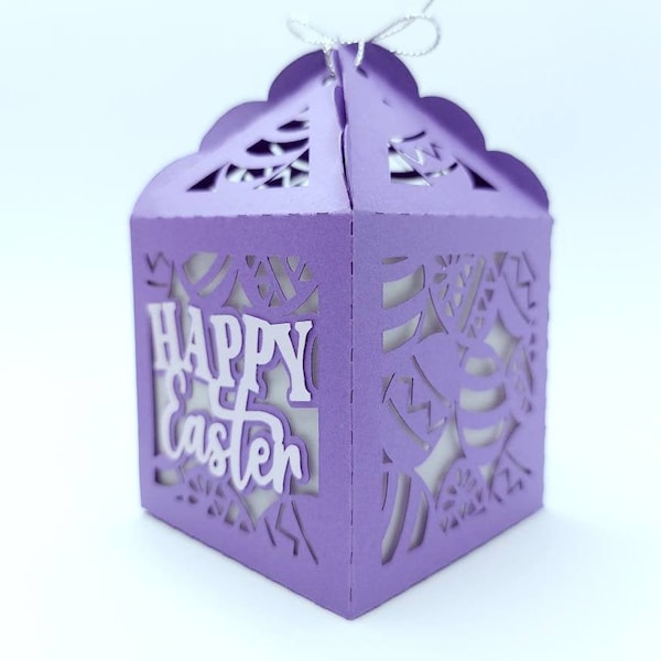 Easter Favor Box SVG Cricut diy Happy Easter Eggs Silhouette Cameo Laser Cut dxf cut file Candy Box for kids Gifts Box Template Rabbits png