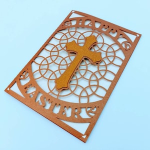 Fröhliche Osterkarte SVG Cricut Dateien Vorlagen Silhouette Cameo Kreuz Laserschnitt Ostern Osterkreuz Er ist auferstanden Schneidedateien Cricut Maker
