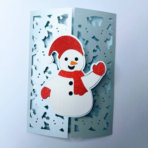 Snowman Christmas Cards SVG Cut Files Cricut Templates Snowman Merry Christmas Gifts Laser Cut Silhouette Cameo winter Cards Layered SVG Cut