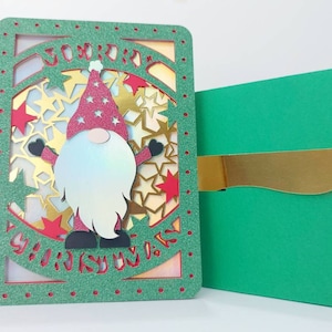 SVG Weihnachtskarten Dateien Cricut Merry Christmas Gnome Layered svg Weihnachtszwerge Laser Cut Silhouette Cameo Weihnachtskarten für Kinder DIY