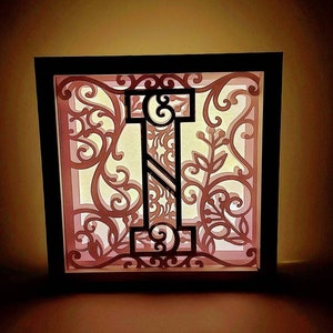 Carta I Shadow Box 3D Alfabeto SVG Cortar Archivos Cricut letras caja de luz mandala en capas Silueta Cameo Corte Láser Brother Scan Cut Cricut SVG