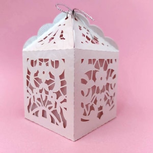 SVG gunst vak Cricut sjabloon bruiloft gunst geschenkdoos Cricut gesneden bestanden Silhouette Cameo antieke Lace gestanst ontwerp doop vak souvenirs
