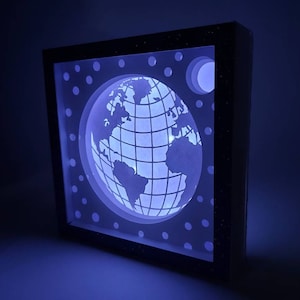 Earth Shadow Box Cricut SVG Cut Files 5x5 in Globe Planet Universe SVG Cricut Room Decor diy Classroom decor diy svg Cameo Brother Laser Cut