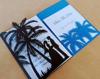 5x7 SVG Cricut Laser Cut Tree Wedding Invitation Couple Tree Tri Fold Card Cricut Cut File Couple Love Tree Silhuette Cameo DXF Die Cut Card