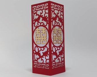SVG Template Lantern Double Happiness Chinese Wedding Double Happy Cut File Centerpiece Cricut Silhouette Cameo Laser Cut Luminaries Decor