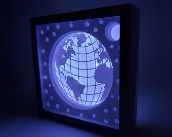 Earth Shadow Box Cricut SVG Cut Files 5x5 in Globe Planet Universe SVG Cricut Room Decor diy Classroom decor diy svg Cameo Brother Laser Cut