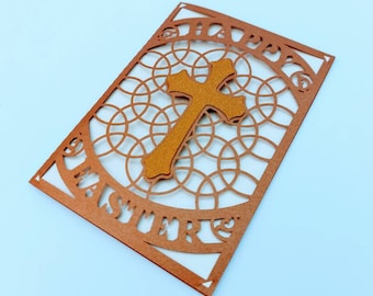 Happy Easter Card SVG Cricut Cut Files Templates Silhouette Cameo Cross Laser Cut Easter Easter Cross He is Risen cutting files cricut maker