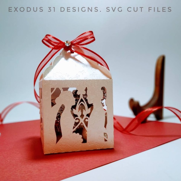 SVG Template Wedding Cut File Cricut Favor Box Bride and Groom Couple Centerpiece Laser Cut Cricut Silhuette Cameo DXF Romantic Paper Cut