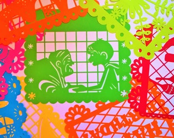 Mexican Plastic Papel Picado for Taco Bar Taco BAR Designs /& Colors as Pictured by Paper Full of Wishes