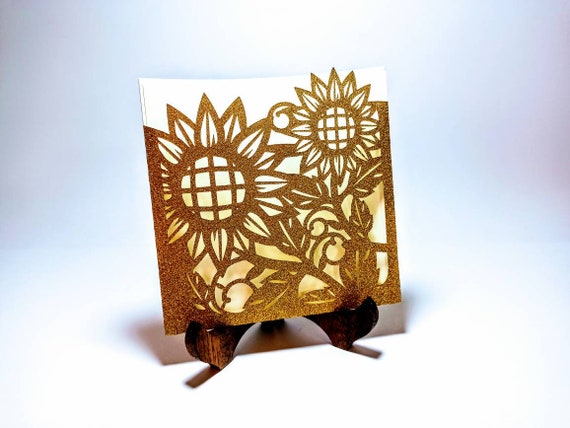 SVG Cut Files Sunflowers Invitation Cricut Templates Spring Flowers Wedding Card Autumn Fall Theme Birthday Party Decor Silhouette Laser Cut