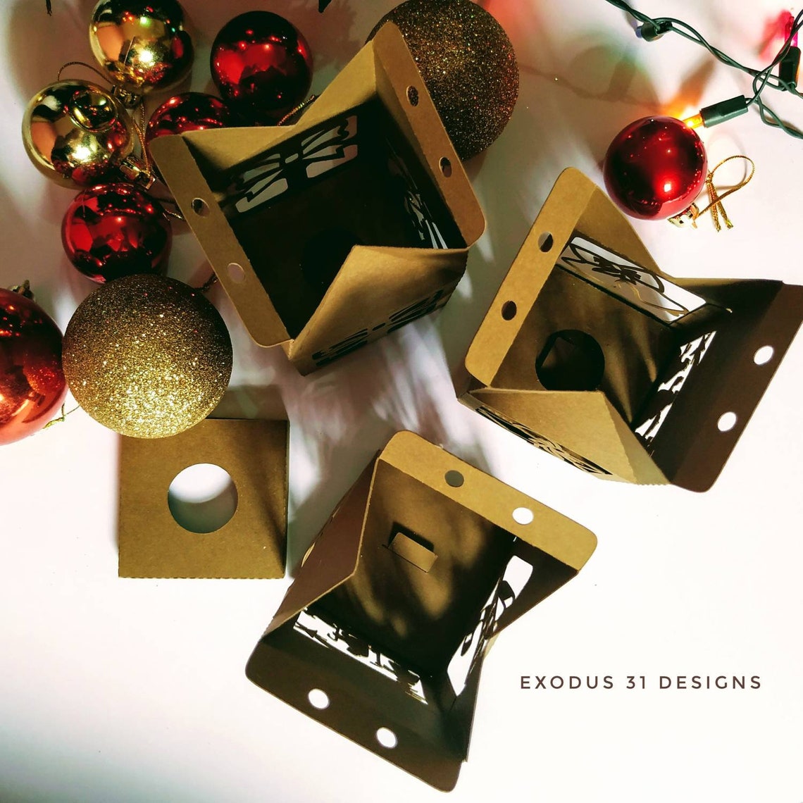 Christmas Ornament Box SVG 3 Templates Round Ball Manger Favor - Etsy