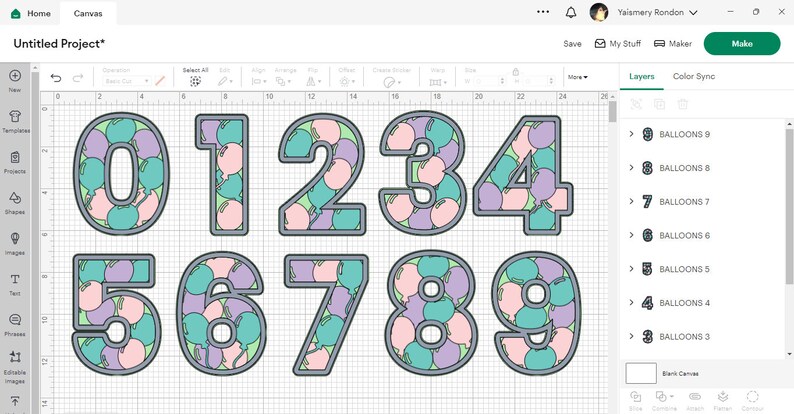 Number Layer Template Computer Numbers 0 to 9 Balloons Layered SVG Cut File 5 Layers Templates Numbers ...