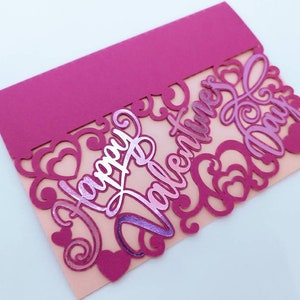 Happy Valentine's Day Card Cricut SVG Cut File Svg Tri Fold Card Hearts ...