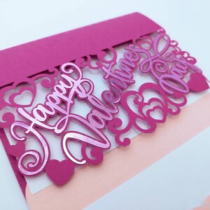 Happy Valentine's Day Card Cricut SVG Cut File Svg Tri Fold Card Hearts ...
