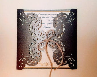 SVG Laser Cut Wedding Invitation for Cricut Silhouette DXF Invitación Quinceañera Sweet 16 15 Gate Fold Card Die Cut Invitation Template