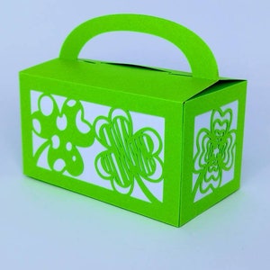 SVG Candy Box gesneden bestand Saint Patricks Day gunst doos geschenkdoos decor St. Patrick Day Cricut gesneden bestanden Silhouette Cameo lasergesneden papercut doos